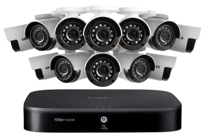 1080p HD 16-Channel Security System with Twelve 1080p HD Weatherproof Bullet Security Camera, Advanced Motion Detection and Smart Home Voice Control