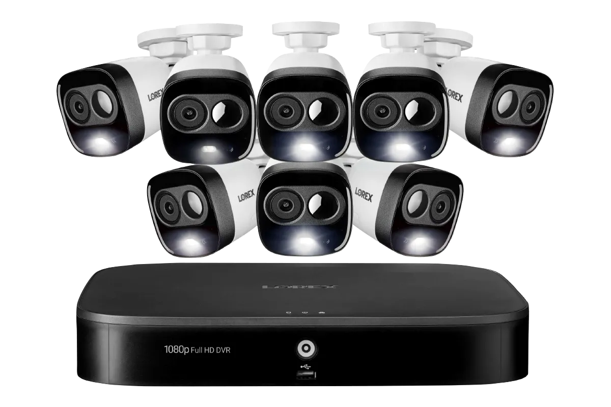 1080p HD 8-Channel Security System with 8 1080p Active Deterrence Security Cameras, Advanced Motion Detection and Smart Home Voice Control