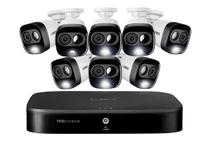 1080p HD 8-Channel Security System with 8 1080p Active Deterrence Security Cameras, Advanced Motion Detection and Smart Home Voice Control