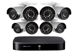 1080p HD 8-Channel Security System with eight 1080p HD Weatherproof Bullet Security Camera and Advanced Motion Detection