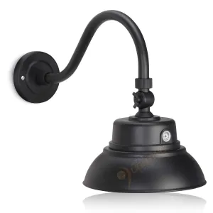 10in Integrated LED Gooseneck Barn Light Fixture With Adjustable Swivel Head - Photocell - Black