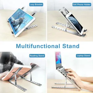 12874 LAPTOP STAND FOR DESK | METAL PORTABLE LAPTOP STAND, WITH 7 ADJUSTABLE ANGLES | LAPTOP RISER, PHONE, AND TABLET STAND | COMPATIBLE FOR ALL LAPTOP