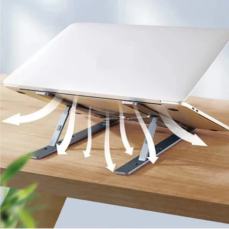 12874 LAPTOP STAND FOR DESK | METAL PORTABLE LAPTOP STAND, WITH 7 ADJUSTABLE ANGLES | LAPTOP RISER, PHONE, AND TABLET STAND | COMPATIBLE FOR ALL LAPTOP