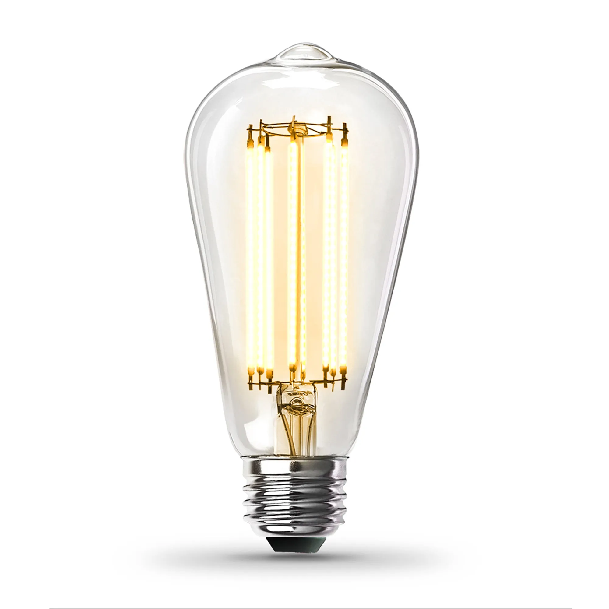 15W (100W Replacement) ST19 E26 Dimmable Straight Filament Clear Glass Vintage Edison LED Light Bulb, Bright White