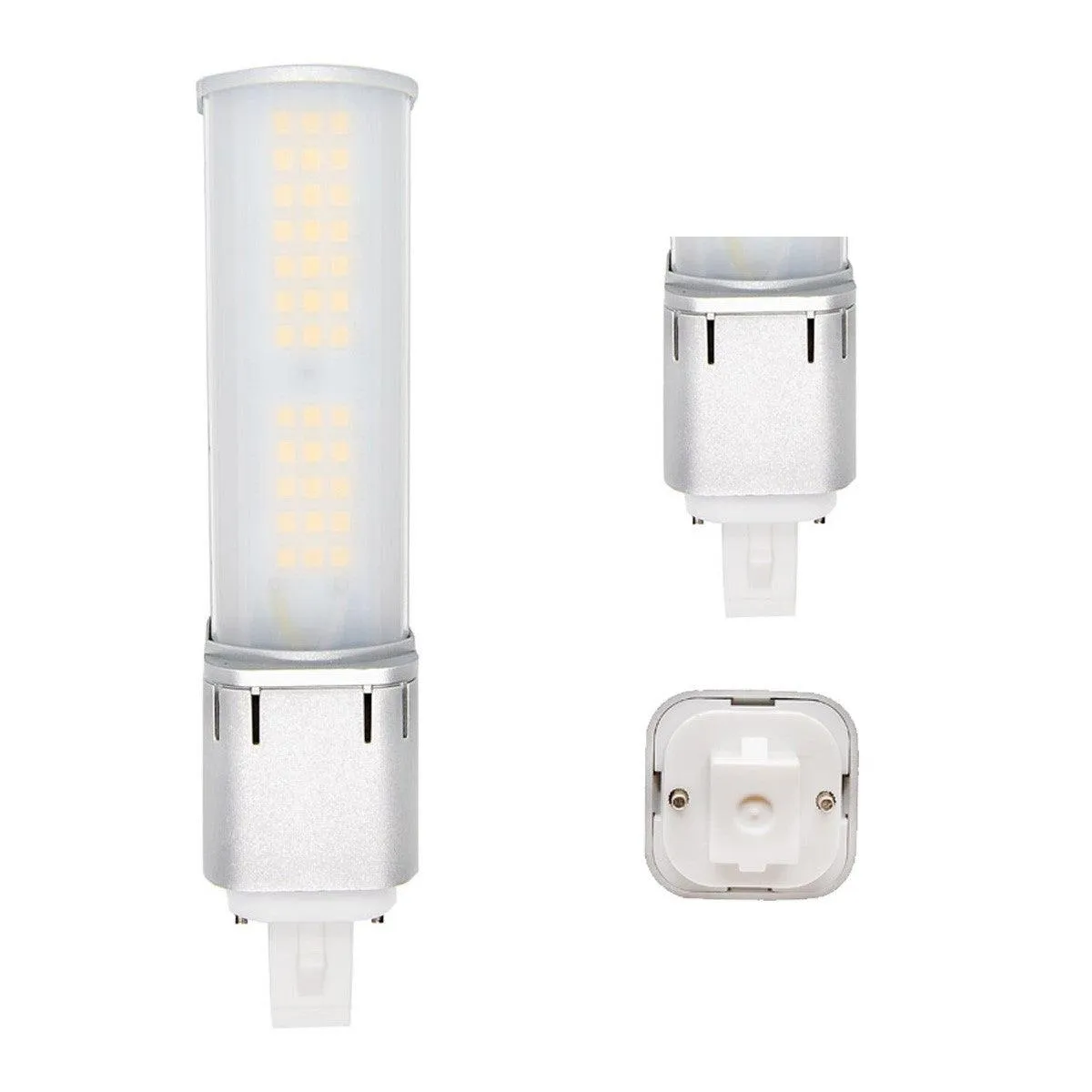 2 pin PL LED Bulb, 7W, 880lm, 3500K, Horizontal, 13W CFL Equal, G23 Base, Direct Or Bypass