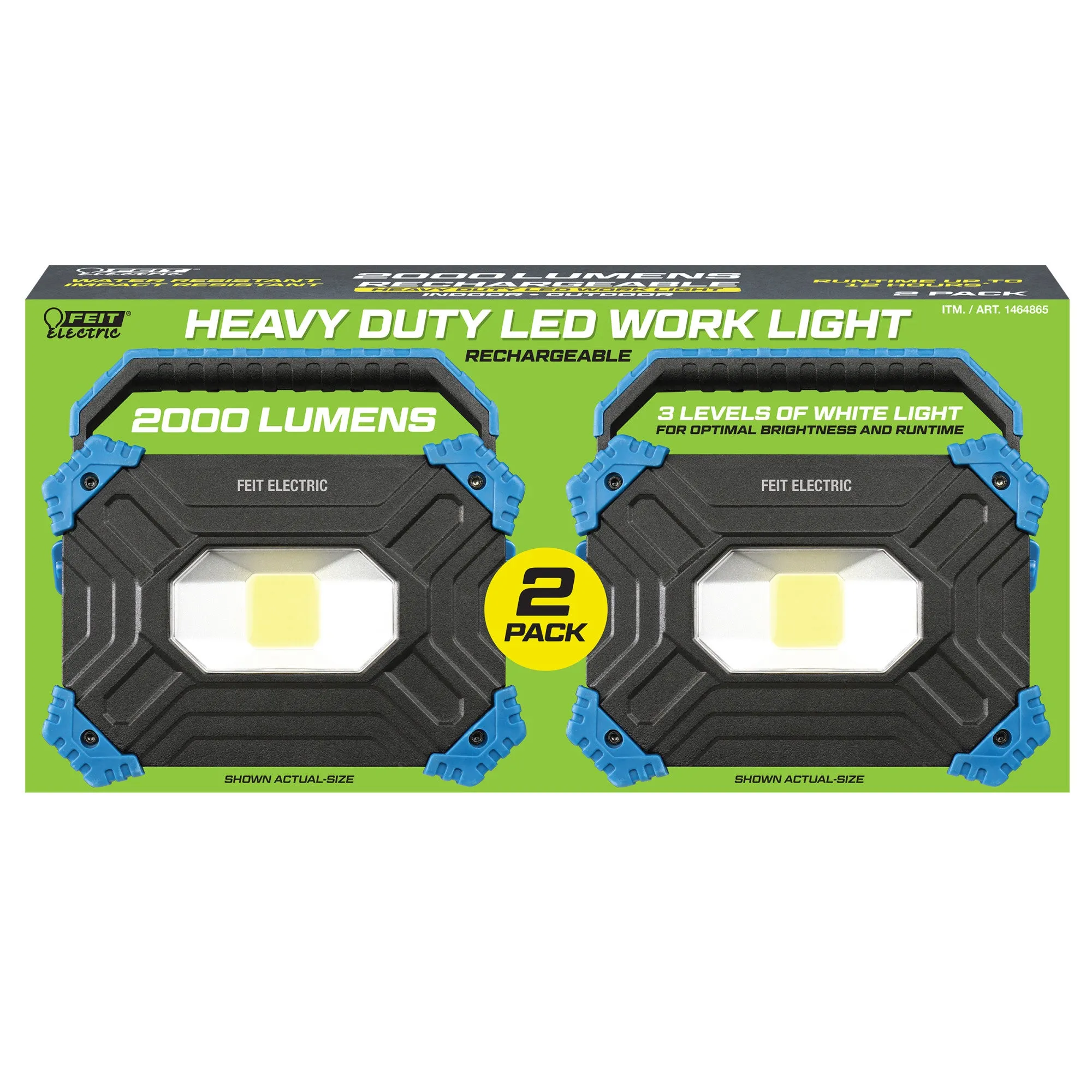 2000 Lumens Rechargeable Portable Work Light (2-Pack)