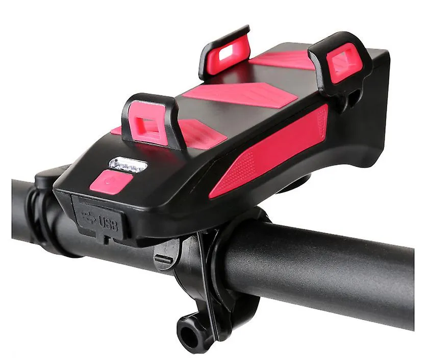 2000mah red 4 in 1 waterproof bicycle light, bike phone holder, cycle bell, mobile phone power bank AZ22471