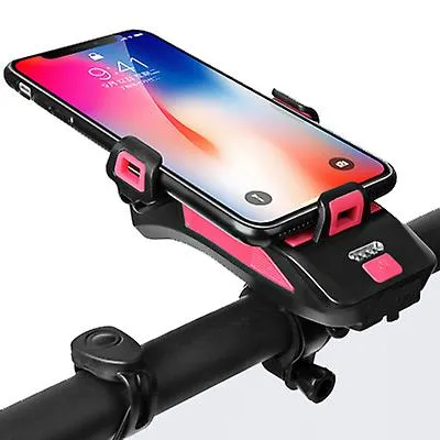 2000mah red 4 in 1 waterproof bicycle light, bike phone holder, cycle bell, mobile phone power bank AZ22471