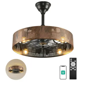 20" Orison Industrial Caged Ceiling Fan with Lights Remote/App Control