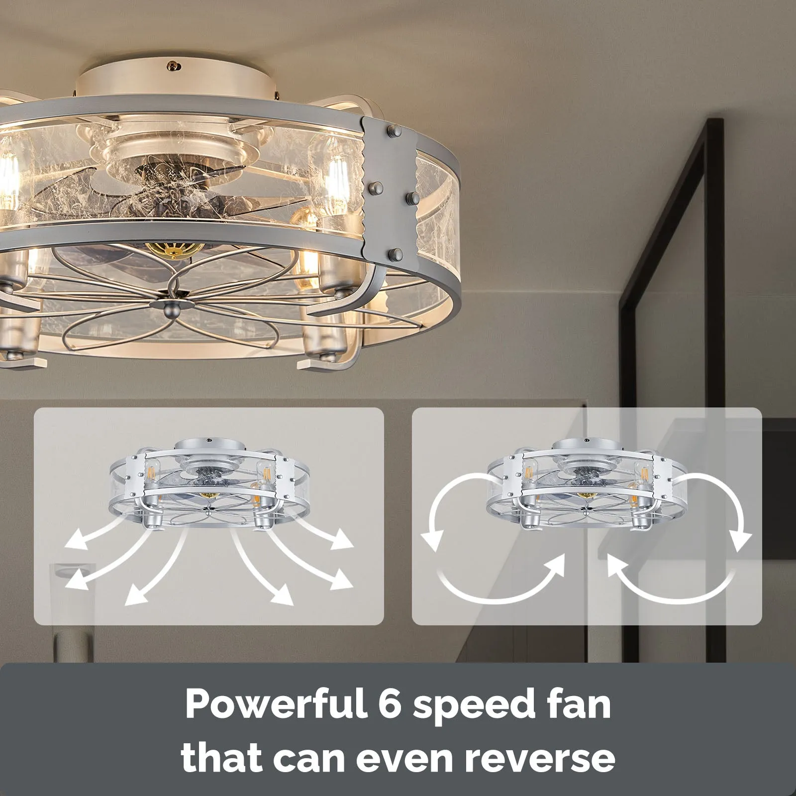 20" Orison Low Profile Fandelier Ceiling Fan With Light Fixture