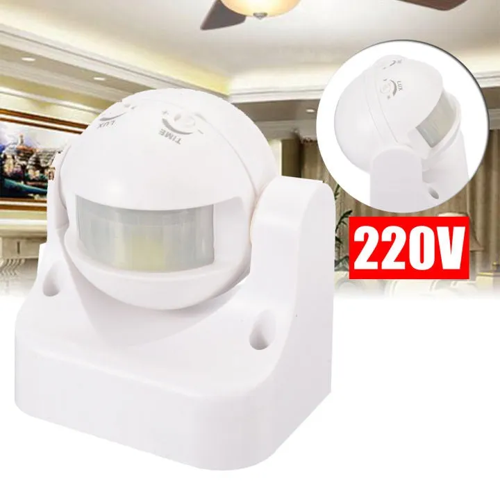 220VAC 180 Degree Wall Mounted PIR Motion Sensor With Adjustable Light Sensitivity and Time Delay