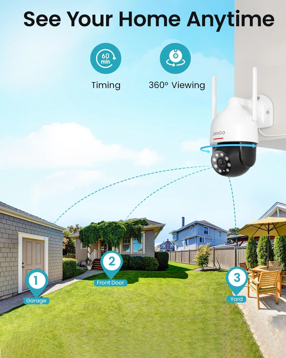 2K HD Outdoor Security Camera with 360 Degree.