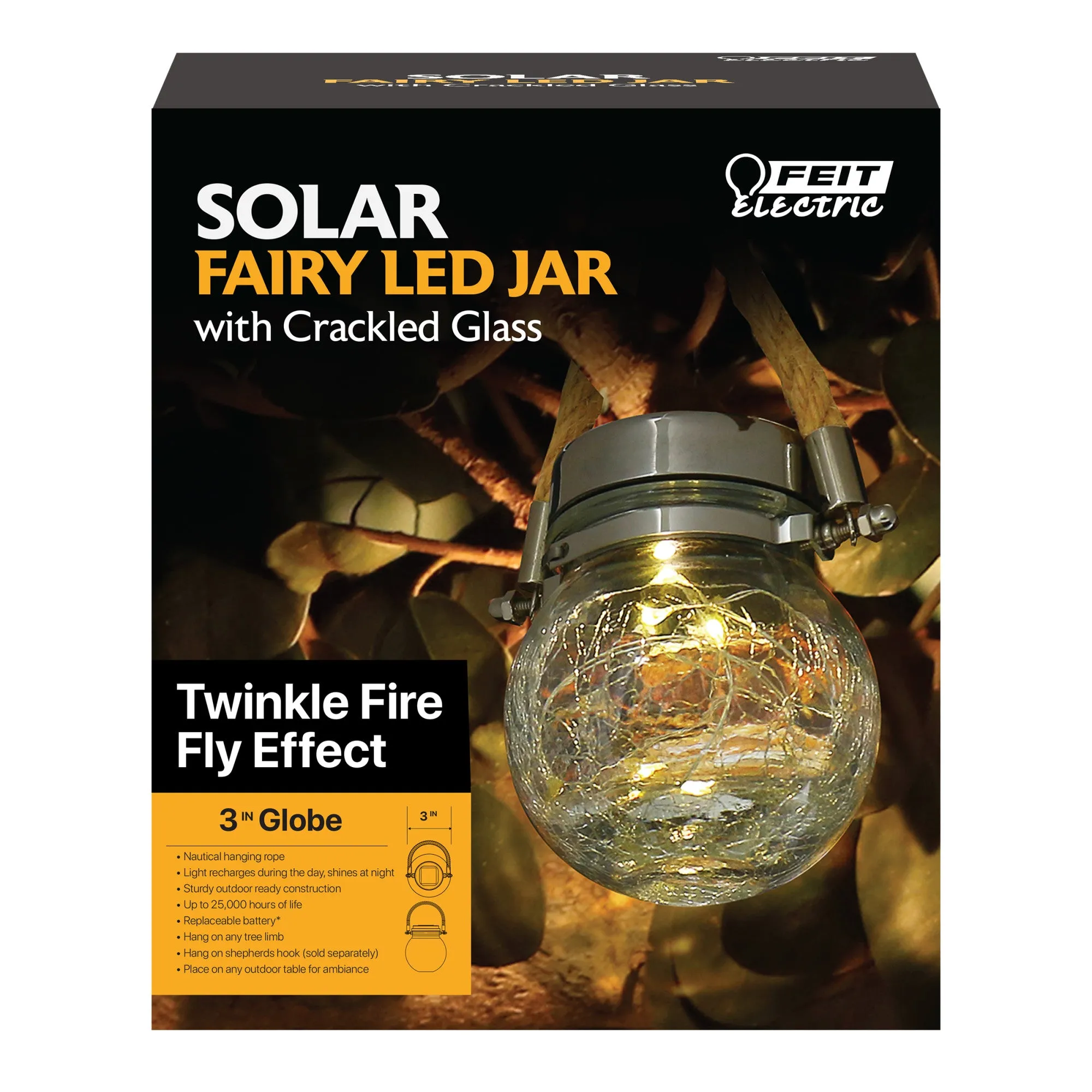 3 in. Solar Powered Fairy Jar Light