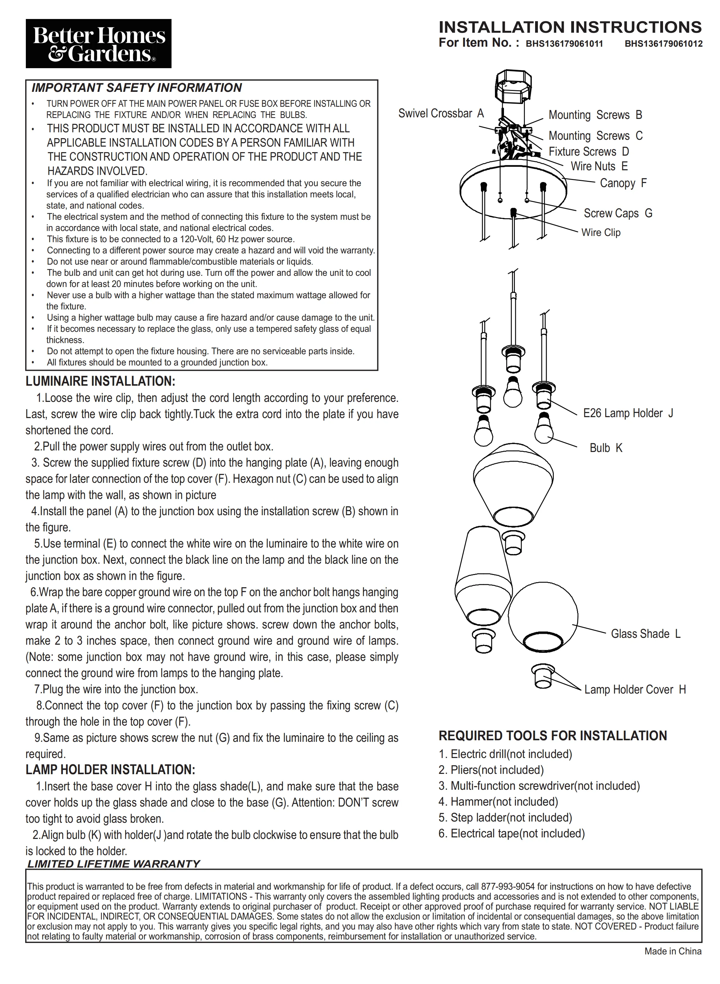 3 Light Pendant Energy Saving 40W LED Bulbs Included