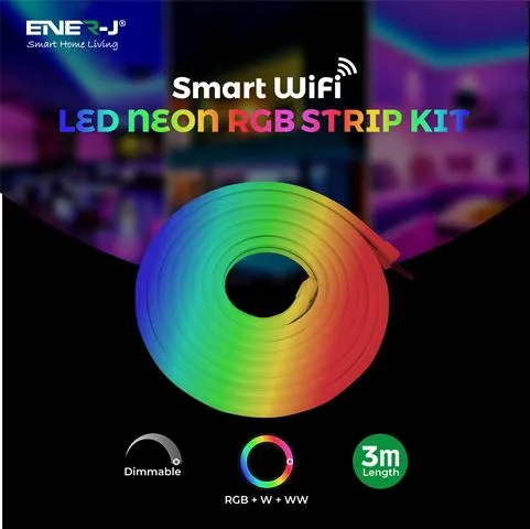 3 Meters Smart Wi-Fi RGB Colour Changing LED Neon Strip Kit with Remote and UK Plug, Voice Activated & Alexa Echo Control