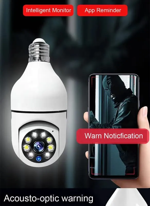 360° Panoramic Wireless WiFi HD 5MP Security Light Bulb Camera with Motion Sensor - Keep Your Home Secure!