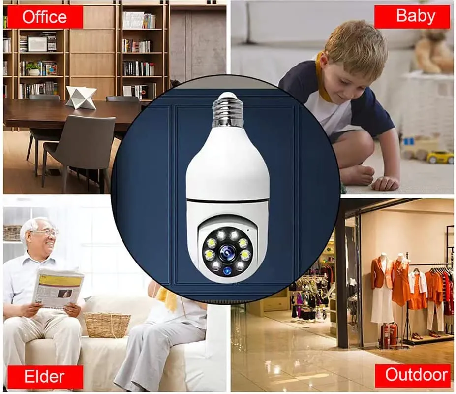 360° Panoramic Wireless WiFi HD 5MP Security Light Bulb Camera with Motion Sensor - Keep Your Home Secure!