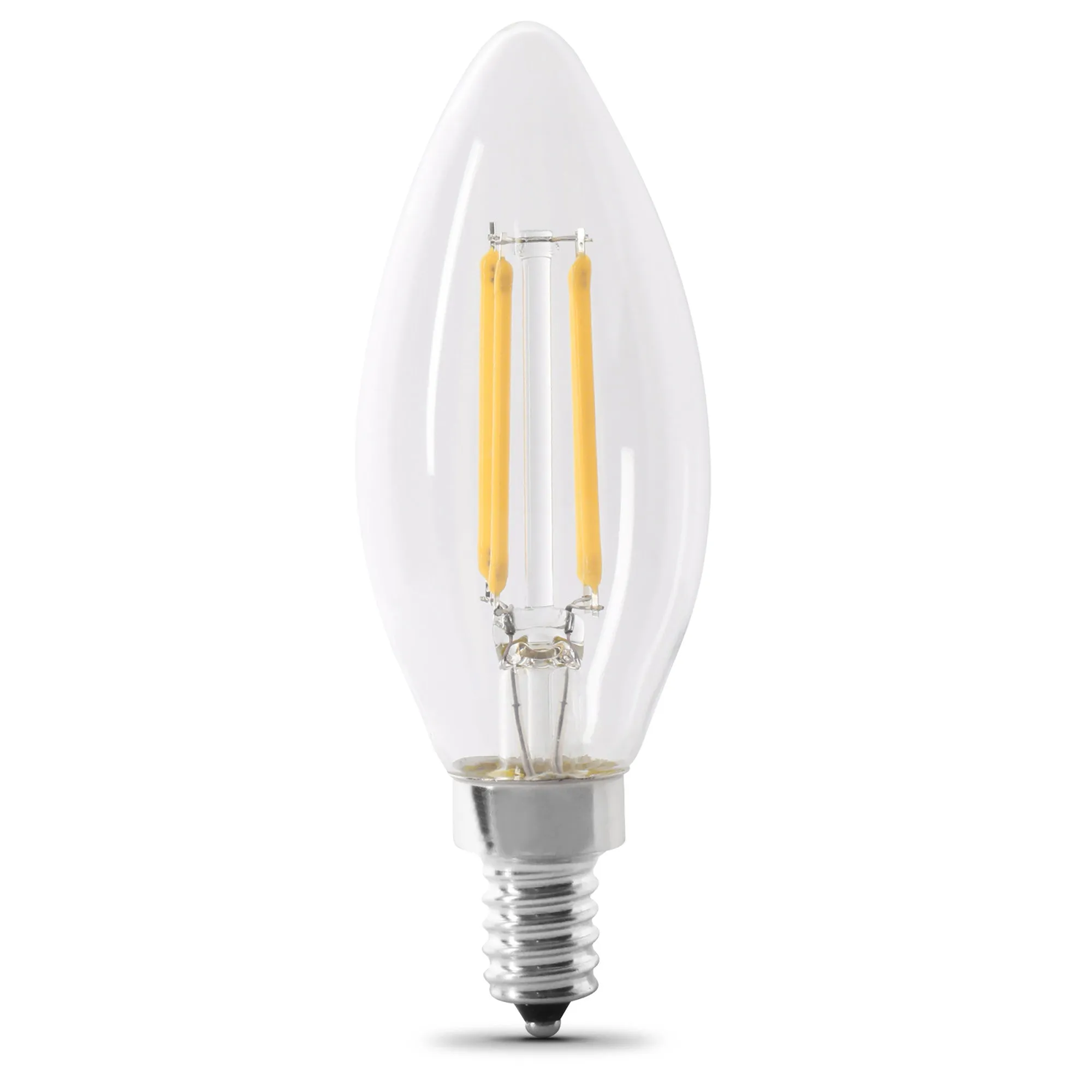 3.8W (40W Replacement) Soft White (2700K) B10 (E12 Base) Torpedo Tip Filament LED Light Bulb (4-Pack)