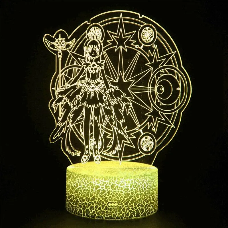 3D Luminous Anime X Maiden Warrior Sakura Black Array Magic Array Horoscope Decorative Background LED Table Lamp