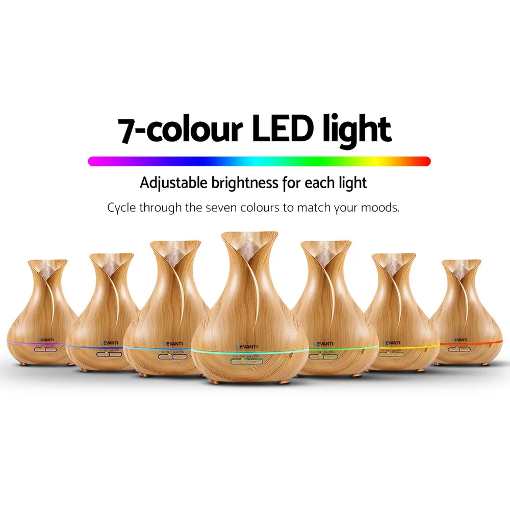 400ml 4-in-1 Aroma Diffuser LED Night Light Wood - Devanti