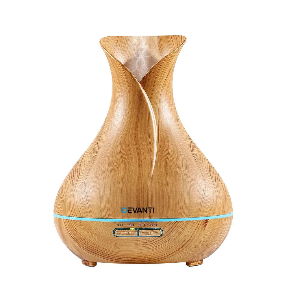 400ml 4-in-1 Aroma Diffuser LED Night Light Wood - Devanti