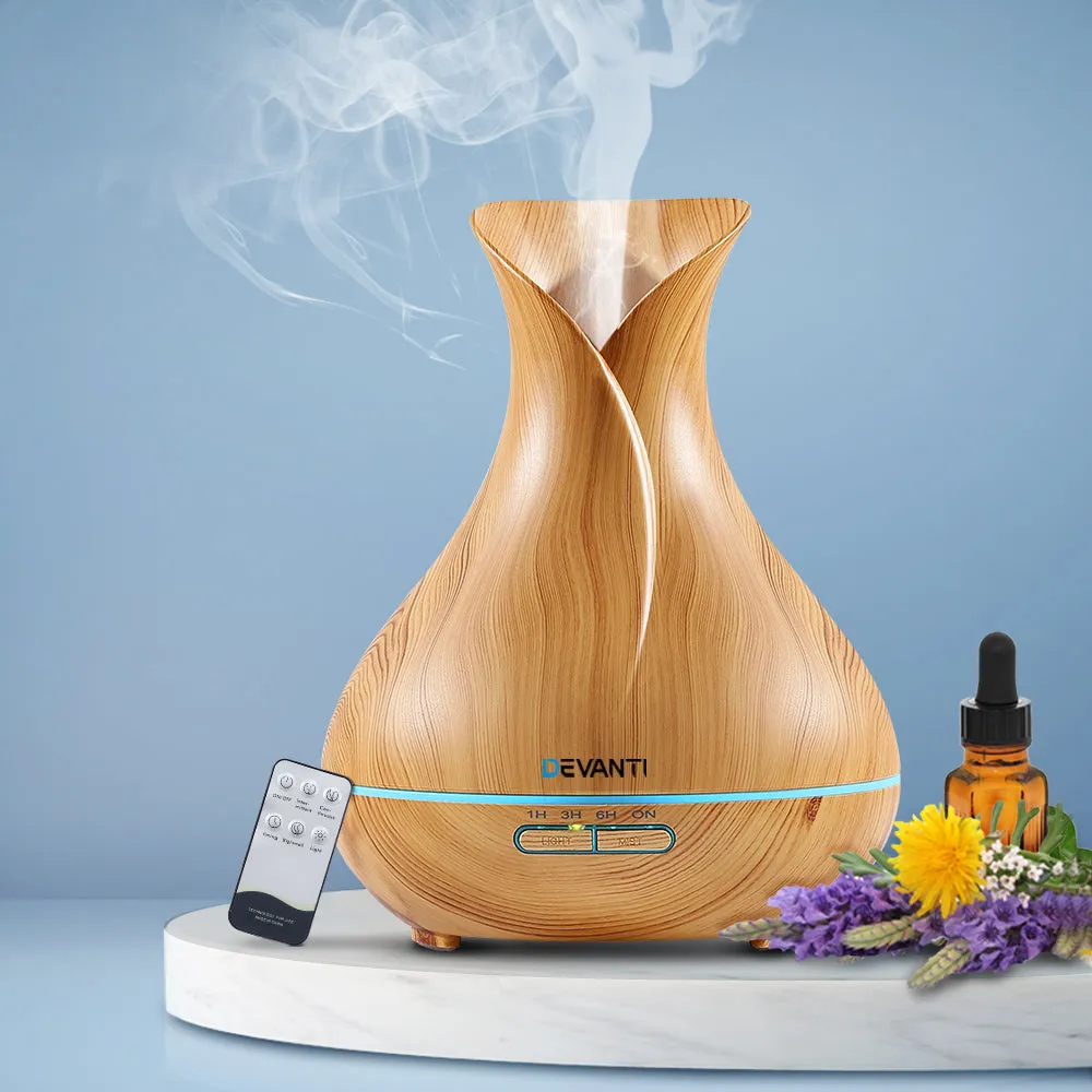 400ml 4-in-1 Aroma Diffuser LED Night Light Wood - Devanti