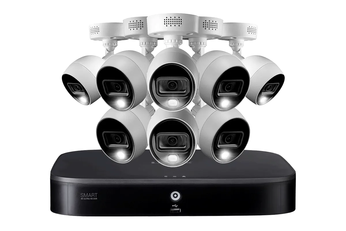 4K 8-channel 2TB Wired DVR System with 8 Active Deterrence Cameras