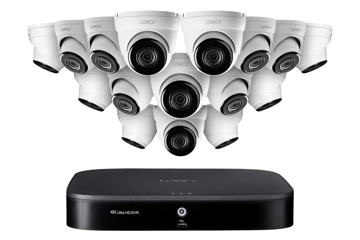 4K Ultra HD 16-Channel Security System with Sixteen 4K (8MP) Dome Cameras, Advanced Motion Detection and Smart Home Voice Control