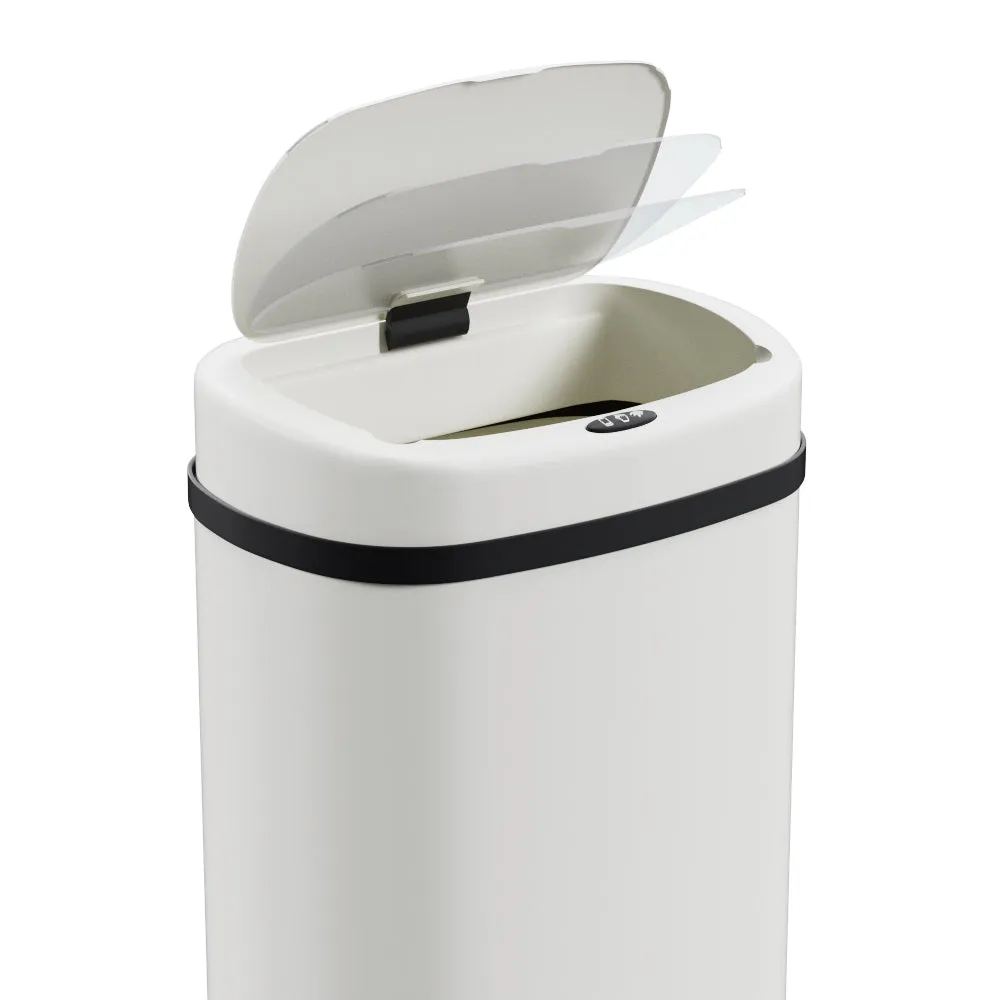 50L White Steel Motion Sensor Bin, Hands-Free | Devanti