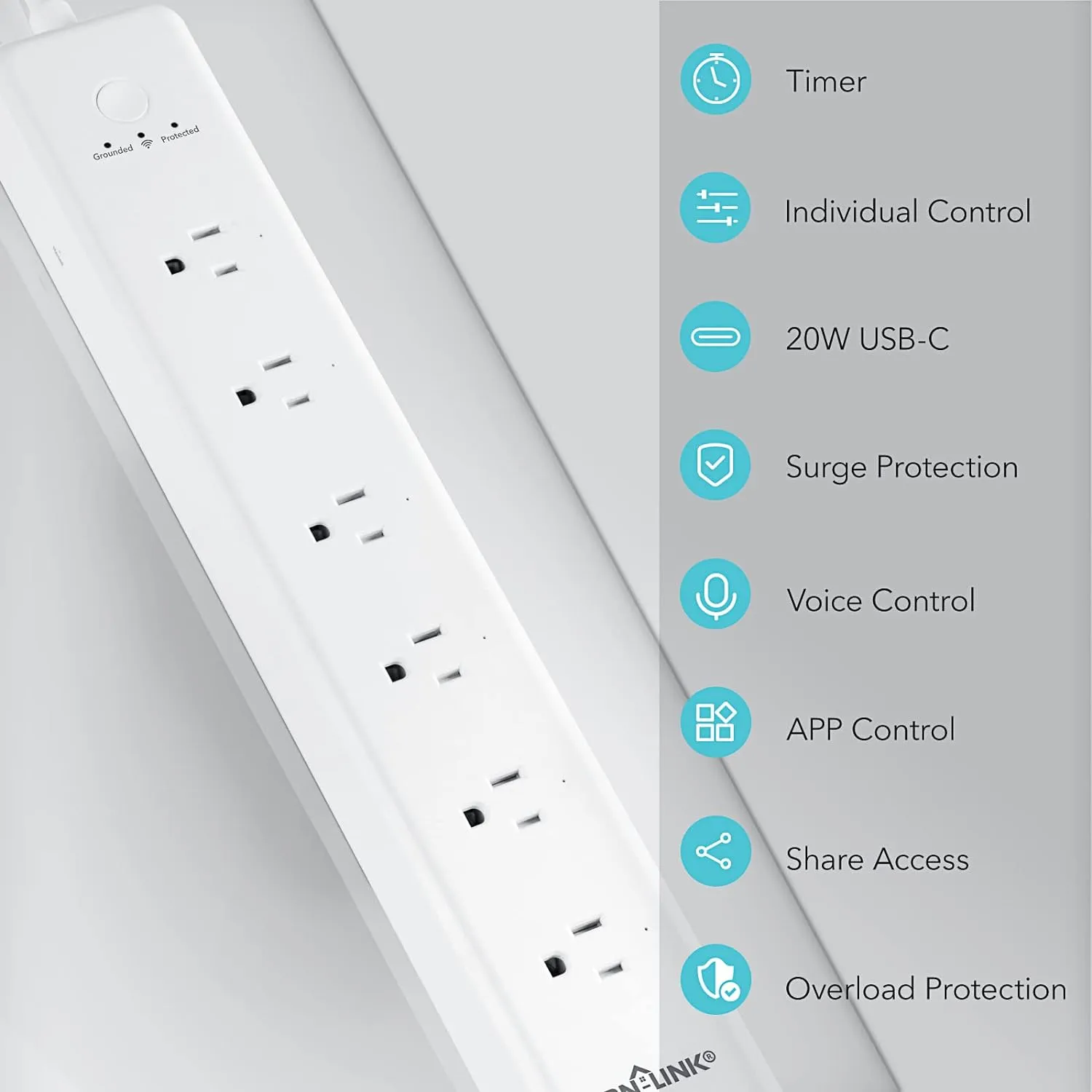 6 Outlets Smart Wifi Power Strip Compatible with Alexa Google Home Surge Protector BN-LINK