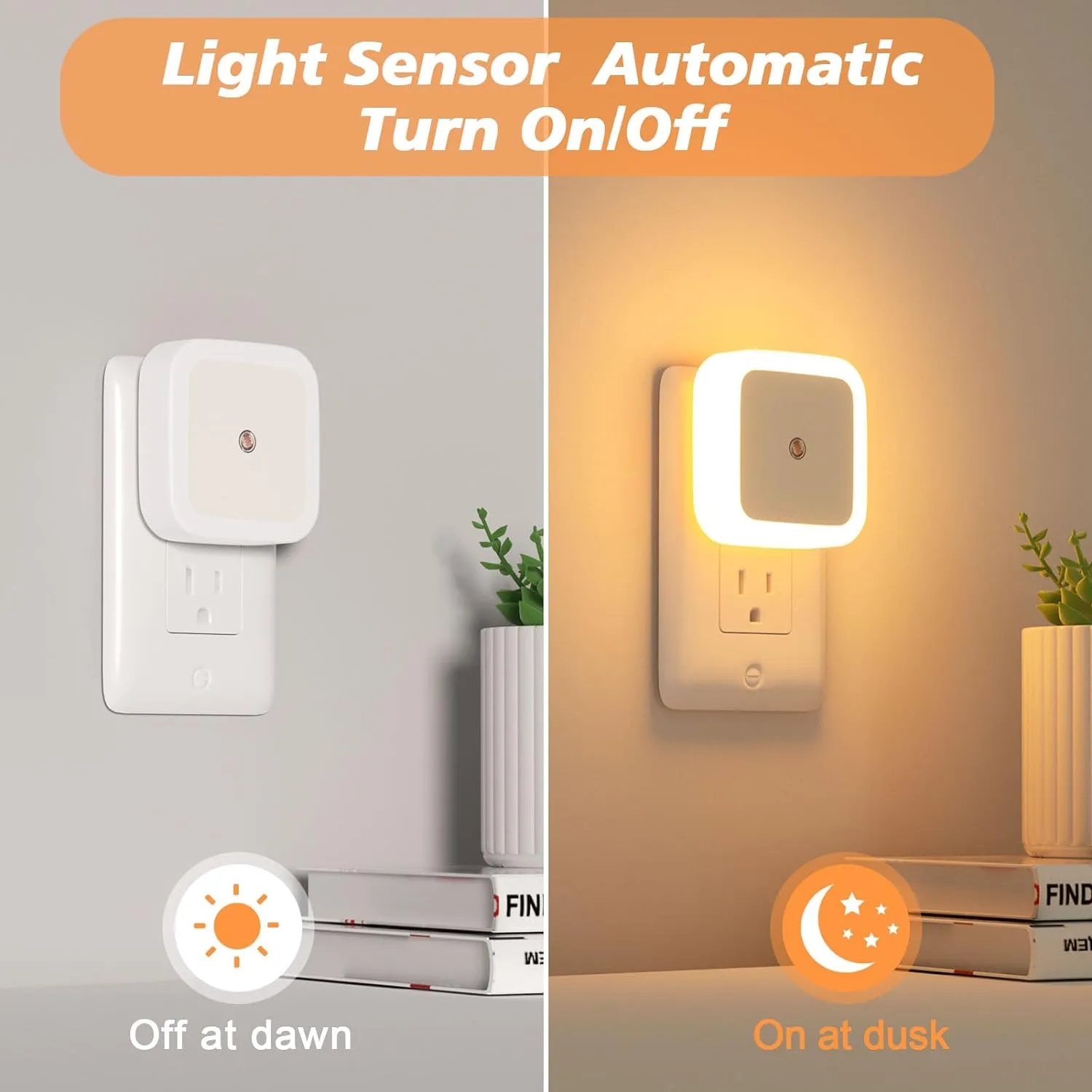 6-Pack Night Light with Smart Sensor Auto-On/Off Plug into Wall Bn-link