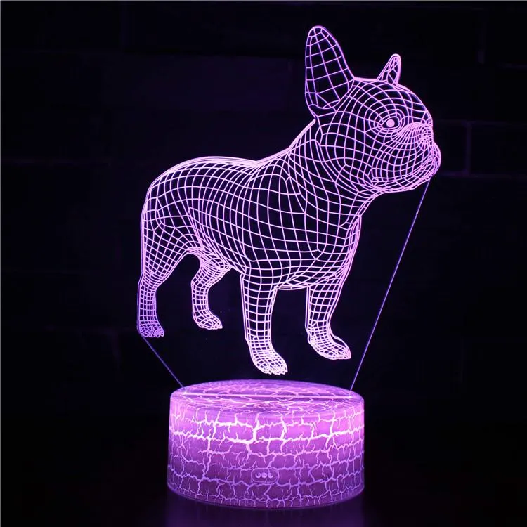 7 Color Changing Dog 3d Night Light Atmosphere Bulbing Light 3D Visual Illusion LED Lamp for Kids Toy Christmas Birthday Gift