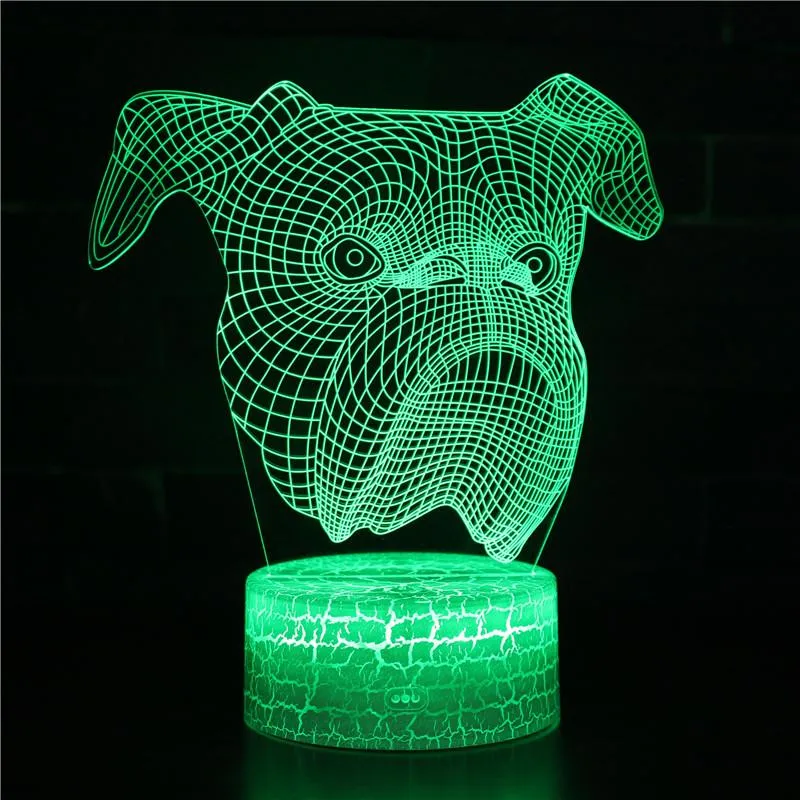 7 Color Changing Dog 3d Night Light Atmosphere Bulbing Light 3D Visual Illusion LED Lamp for Kids Toy Christmas Birthday Gift