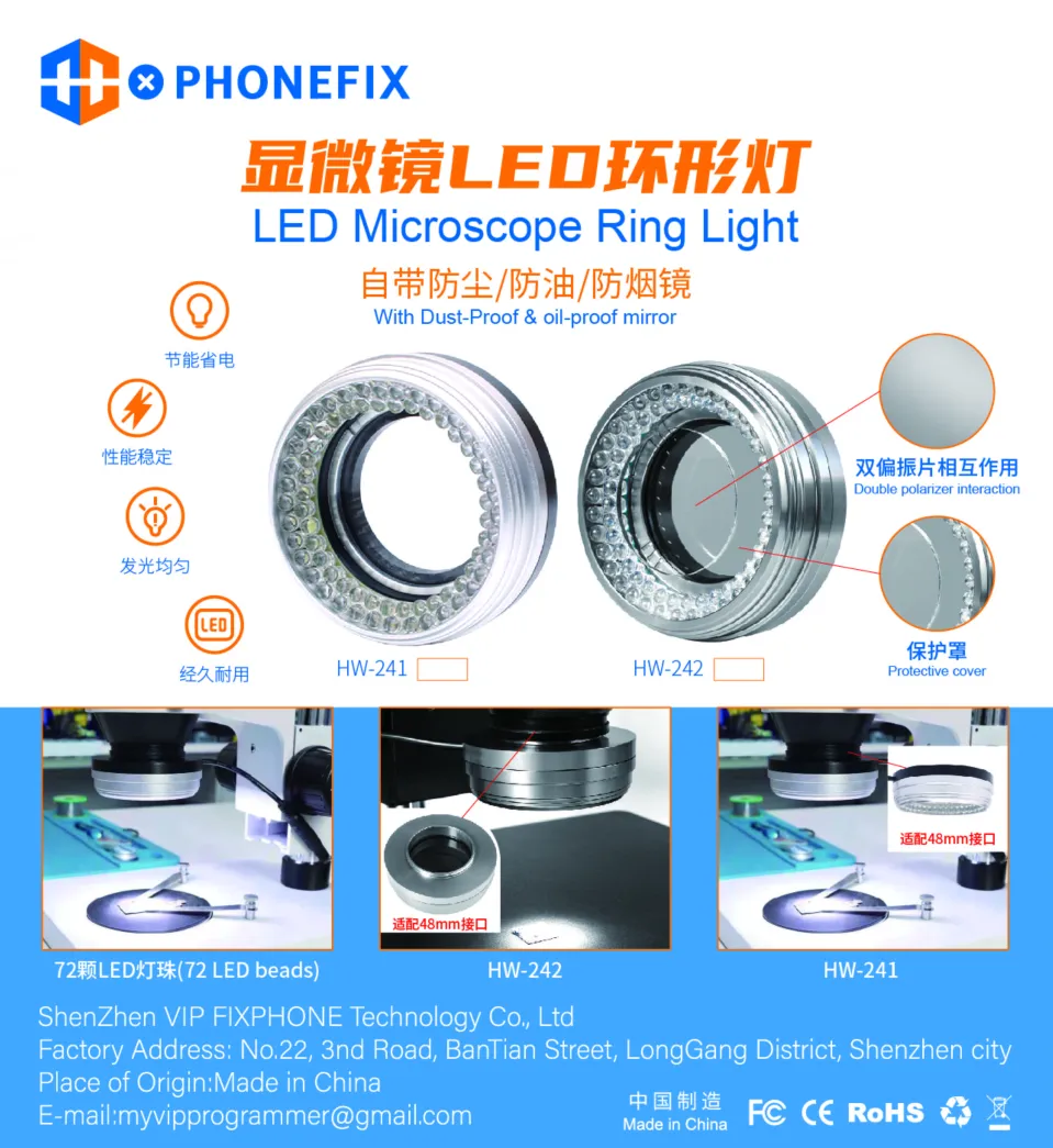 72pcs LED Ring Light for Microscopes - Adjustable Illuminator Lamp