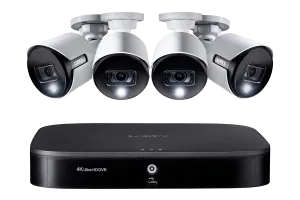 8-channel Smart DVR System with Four 2K (5MP) Deterrence Security Cameras