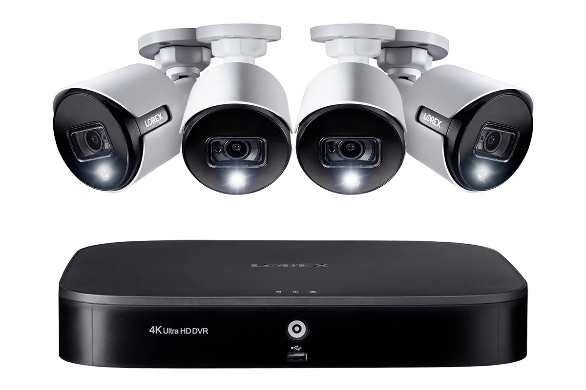 8-channel Smart DVR System with Four 2K (5MP) Deterrence Security Cameras