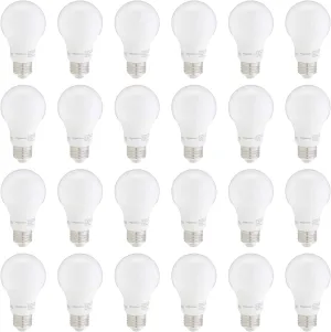 A19 LED Light Bulb, 60 Watt Equivalent, Energy Efficient 9W, E26 Standard Base, Daylight White 5000K, Non-Dimmable, 10,000 Hour Lifetime, 24-Pack