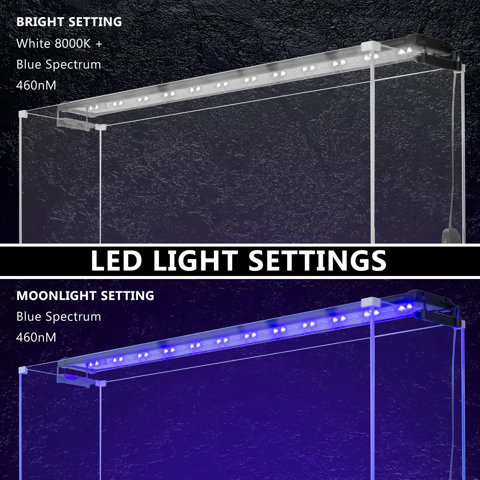 Adjustable Blue White LED Aquarium Light Set for 120-140cm Tank