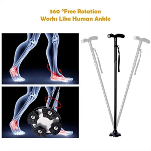 Adjustable Folding LED Walking Cane with Ergonomic Handle