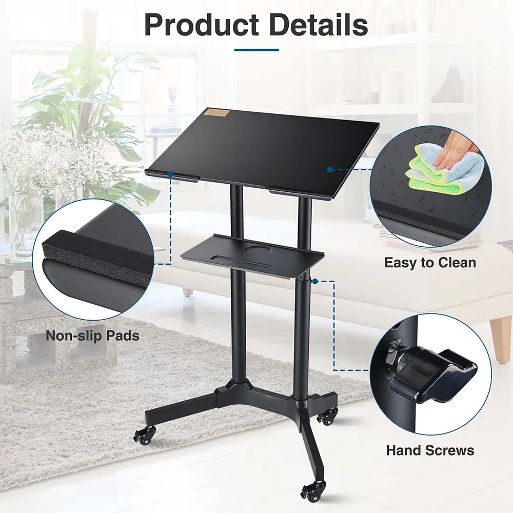 Adjustable Mobile Laptop Cart Black