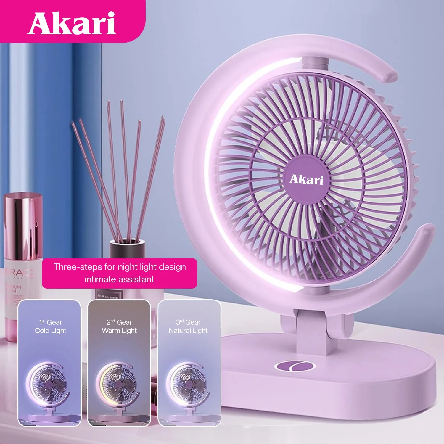 Akari : Eclipse Fan with Tri-Color LED Night Light (ARF-E869)