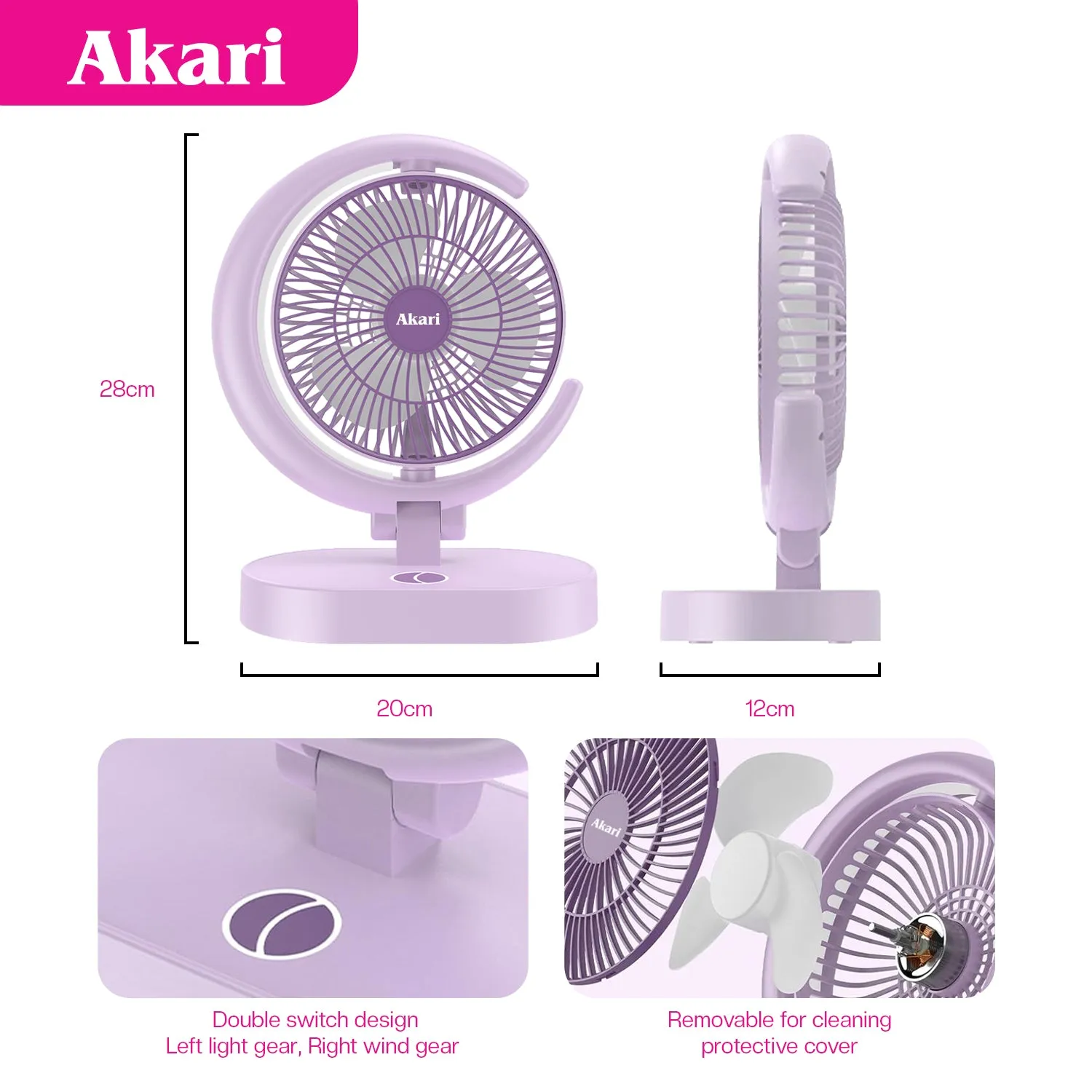 Akari : Eclipse Fan with Tri-Color LED Night Light (ARF-E869)