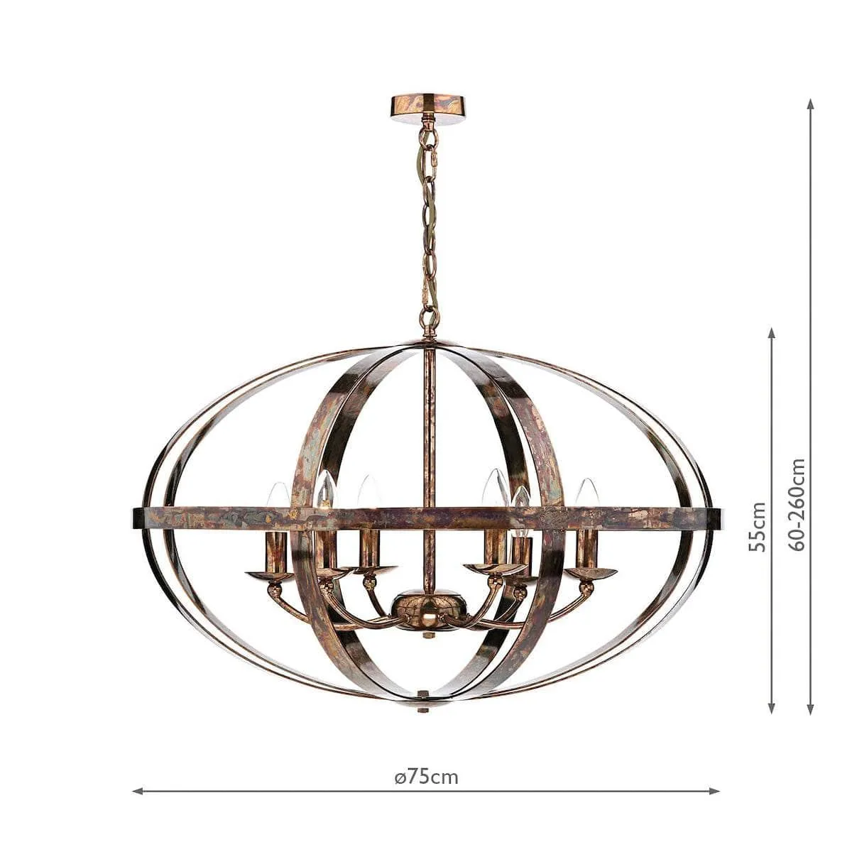 Antequera 6 Light Pendant - Copper