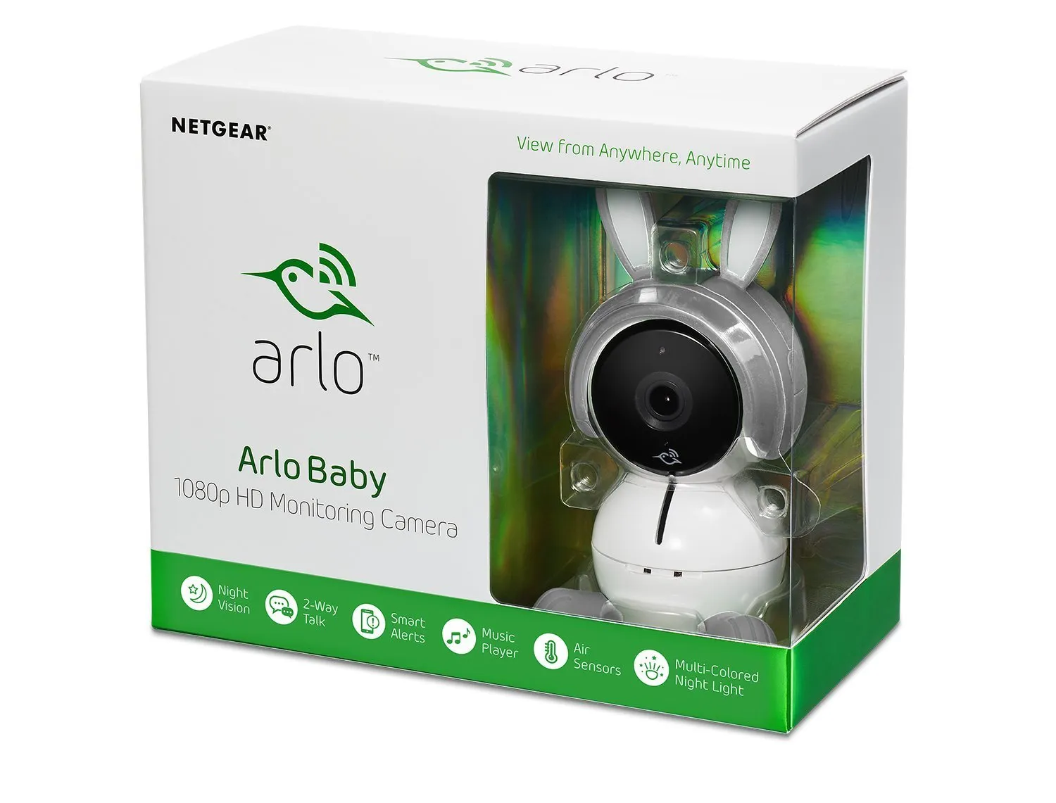 Arlo Baby Monitor | Smart WIFI Baby Camera 1080P HD with 2-Way Audio, Night Vision, Air Sensors, Lullaby Player, Night Light, Works with Amazon Alexa, HomeKit (ABC1000)