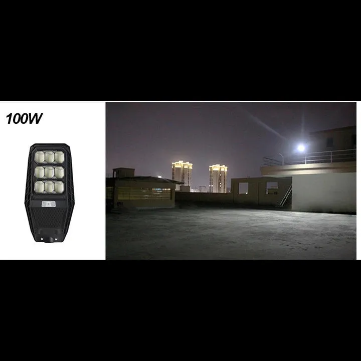 Automatic Solar Street Light Waterproof Road Lights for Home Garden with Remote Control (100W)