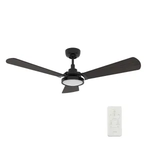 BRISA 56 inch 3-Blade Smart Ceiling Fan with LED Light & Remote Control - Black/Walnut Wood