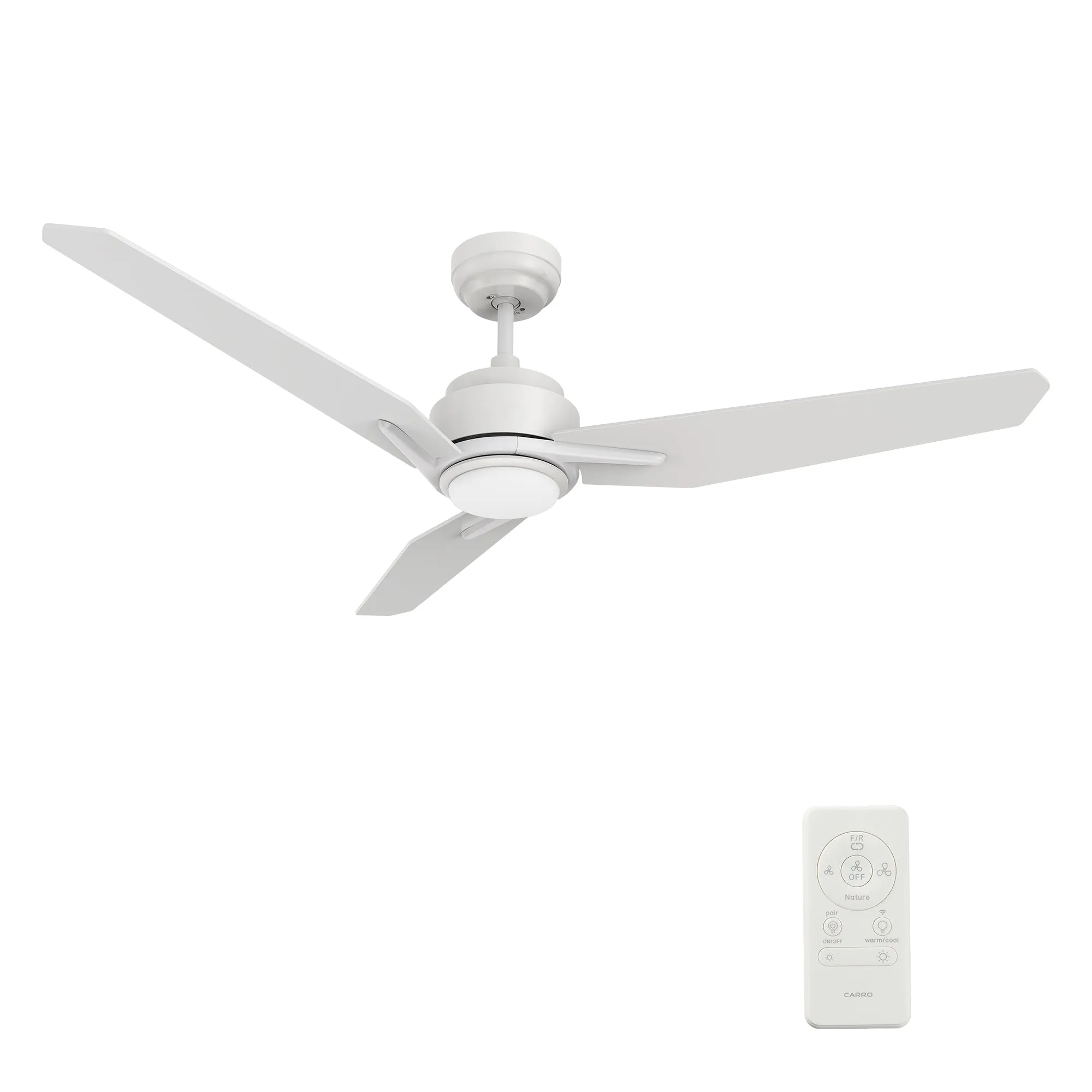 CALEN 48 inch 3-Blade Smart Ceiling Fan with LED Light Kit & Remote Control- White/White