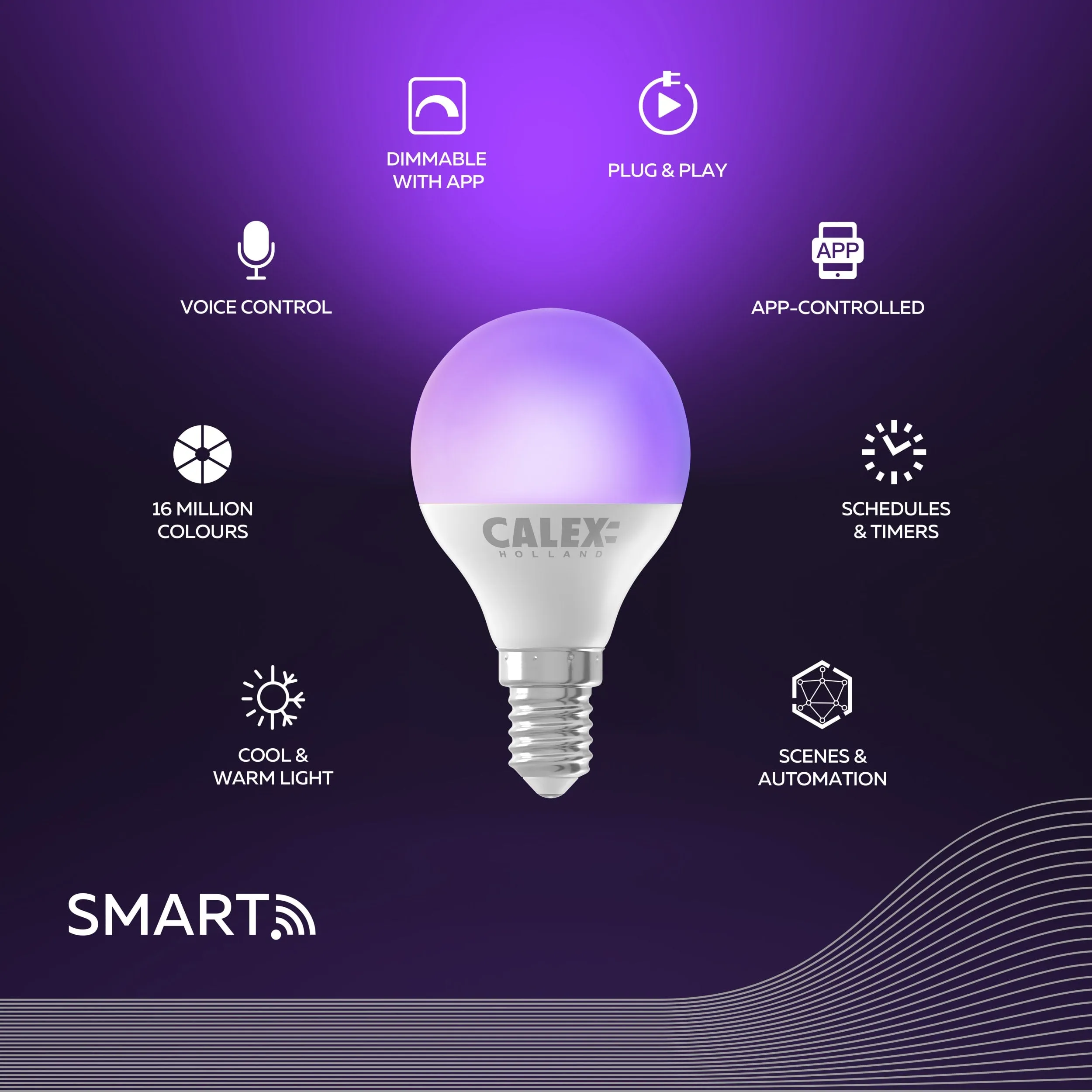 Calex Smart LED Bulb - E14 - RGB   Warm White - 4.9W