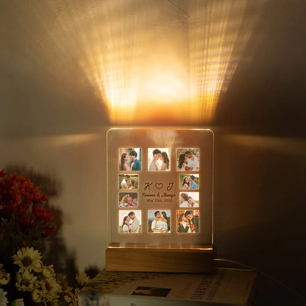 Custom LED light photo collage plaque, Personalized picture frames acrylic art photo gifts