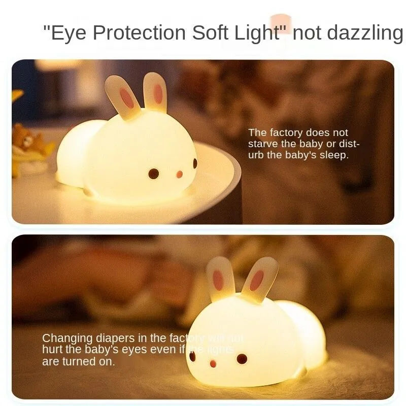 Cute rabbit night light remote control led charging night light children birthday gift